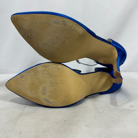 Elegant Park Blue Pointed-Toe High Heels Ankle Strap 3.5-Inch Stiletto Womens 8 - Picture 6 of 10